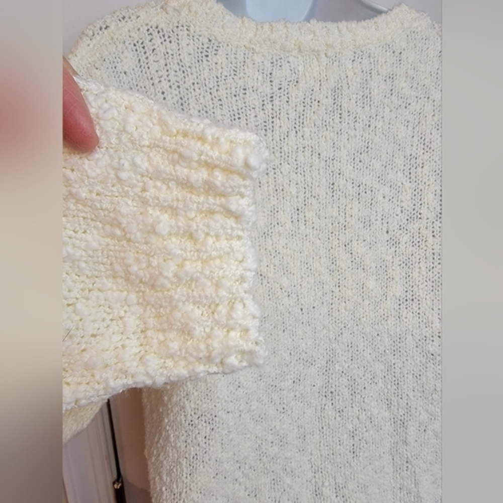 VINTAGE Here's A Hug Acrylic Sweater Cream Pastel Flowers Large - Picture 9 of 16